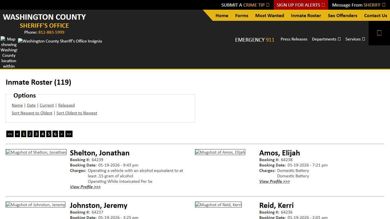 Inmate Roster - Current Inmates Booking Date Descending - Washington County IN Sheriff